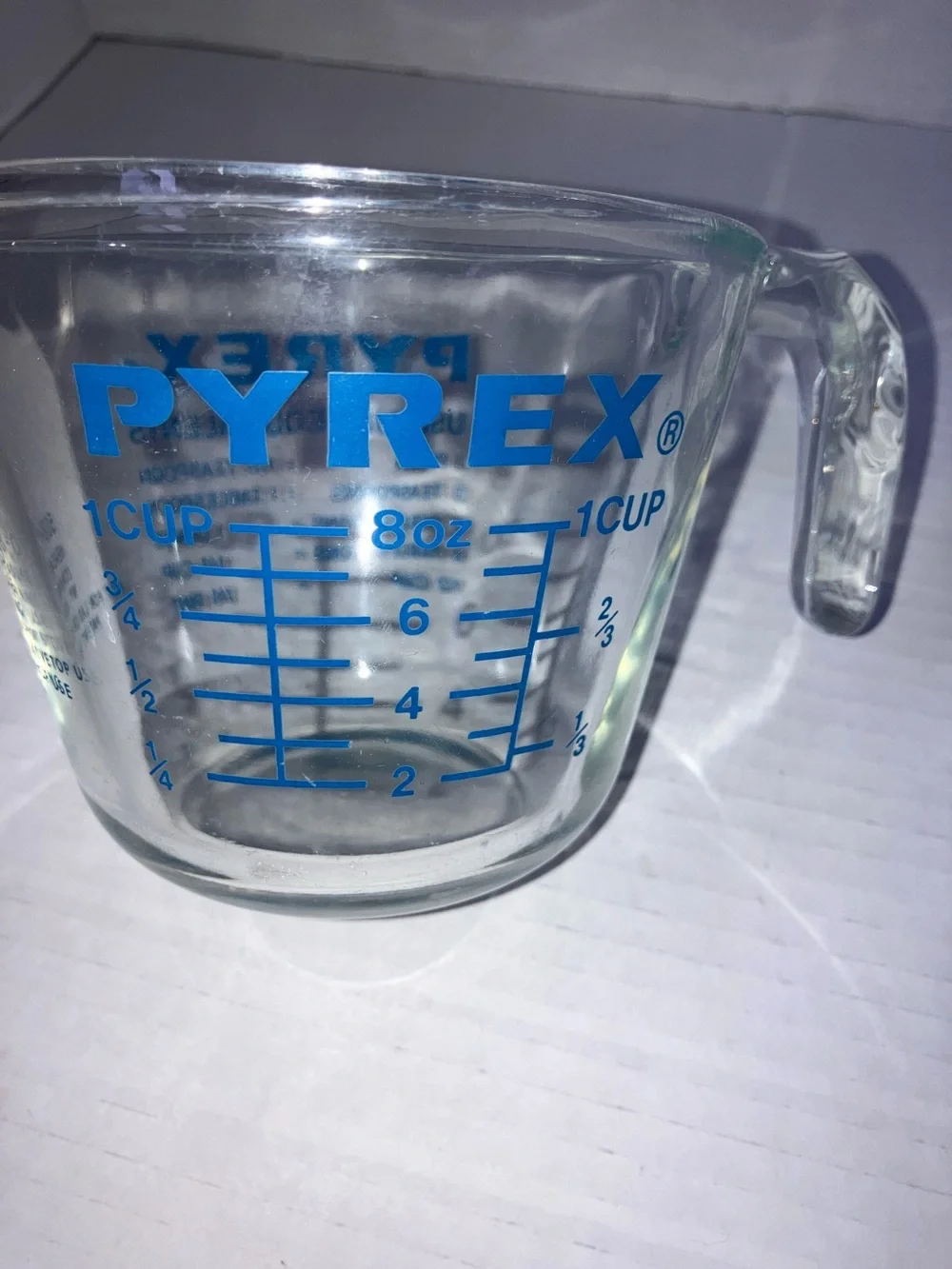Vintage PYREX Glass Measuring‎ Cup with Blue Markings Patent Pending Model 80’s